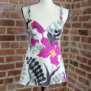 Trina Turk 100% silk floral print tank‎ blouse 4